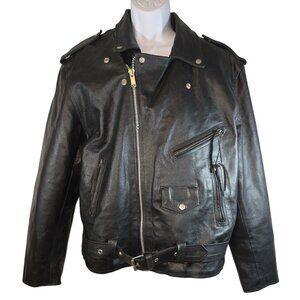 Barney's Leather Size 46 Black Leather Motorcycle Jacket